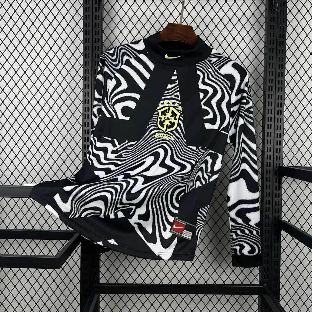 Camisa Brasil 2026/27 Goleiro - Manga Longa Masculina - Preta Branca