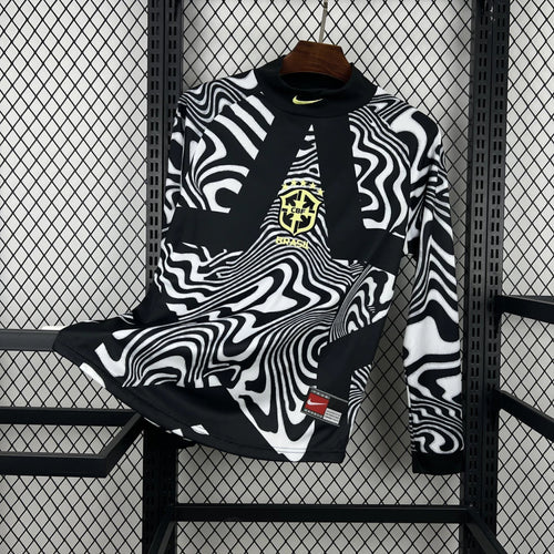 Camisa Brasil 2026/27 Goleiro - Manga Longa Masculina - Preta Branca