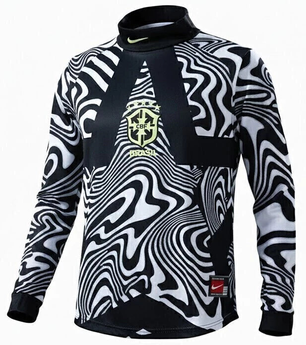 Camisa Brasil 2026/27 Goleiro - Manga Longa Masculina - Preta Branca